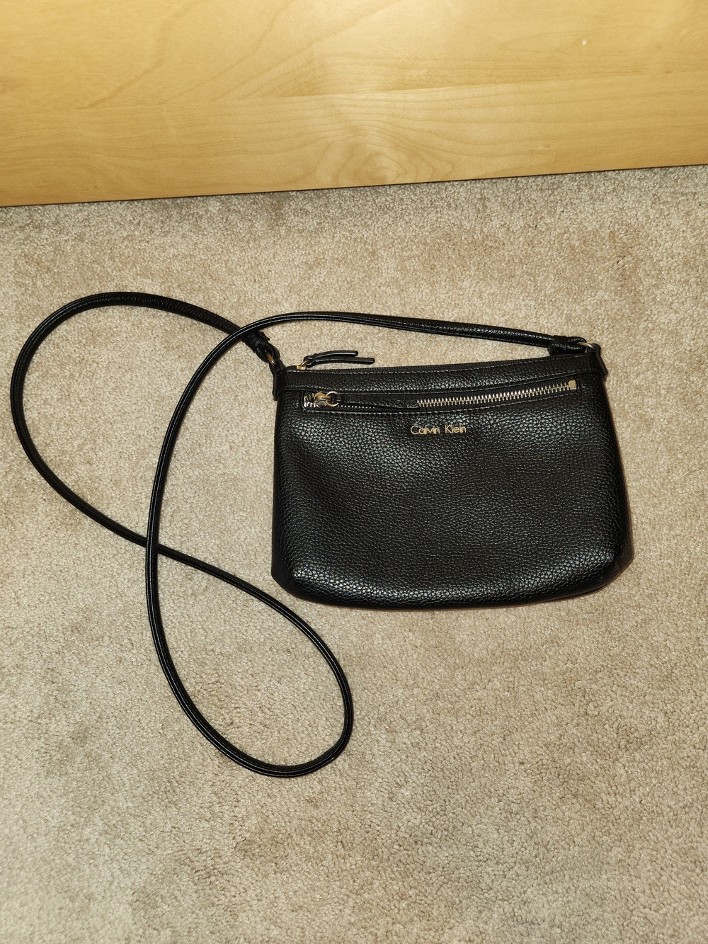 Calvin Klein Black Pebbled Leather Crossbody Bag